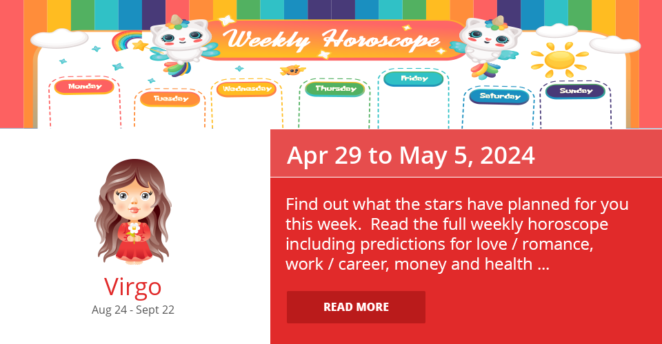 Virgo Weekly horoscope for Apr 29 to May 5, 2024